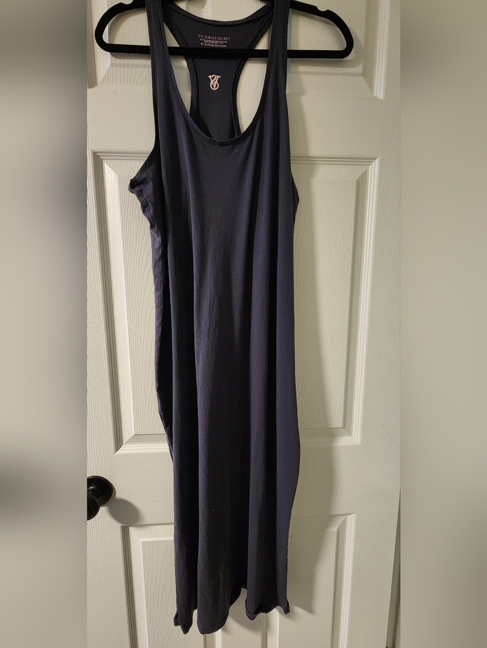 Victoria's Secret Navy Racerback Tank with White Embroidered Logo